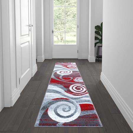 Flash Furniture Red 2' x 7' Modern Swirl Pattern Area Rug OKR-RG1103-27-RD-GG